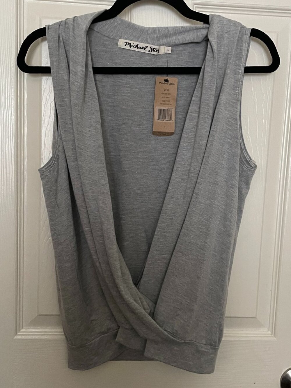 Michael Stars Heather Grey Jules Jersey Arie Surplice Top-NWT